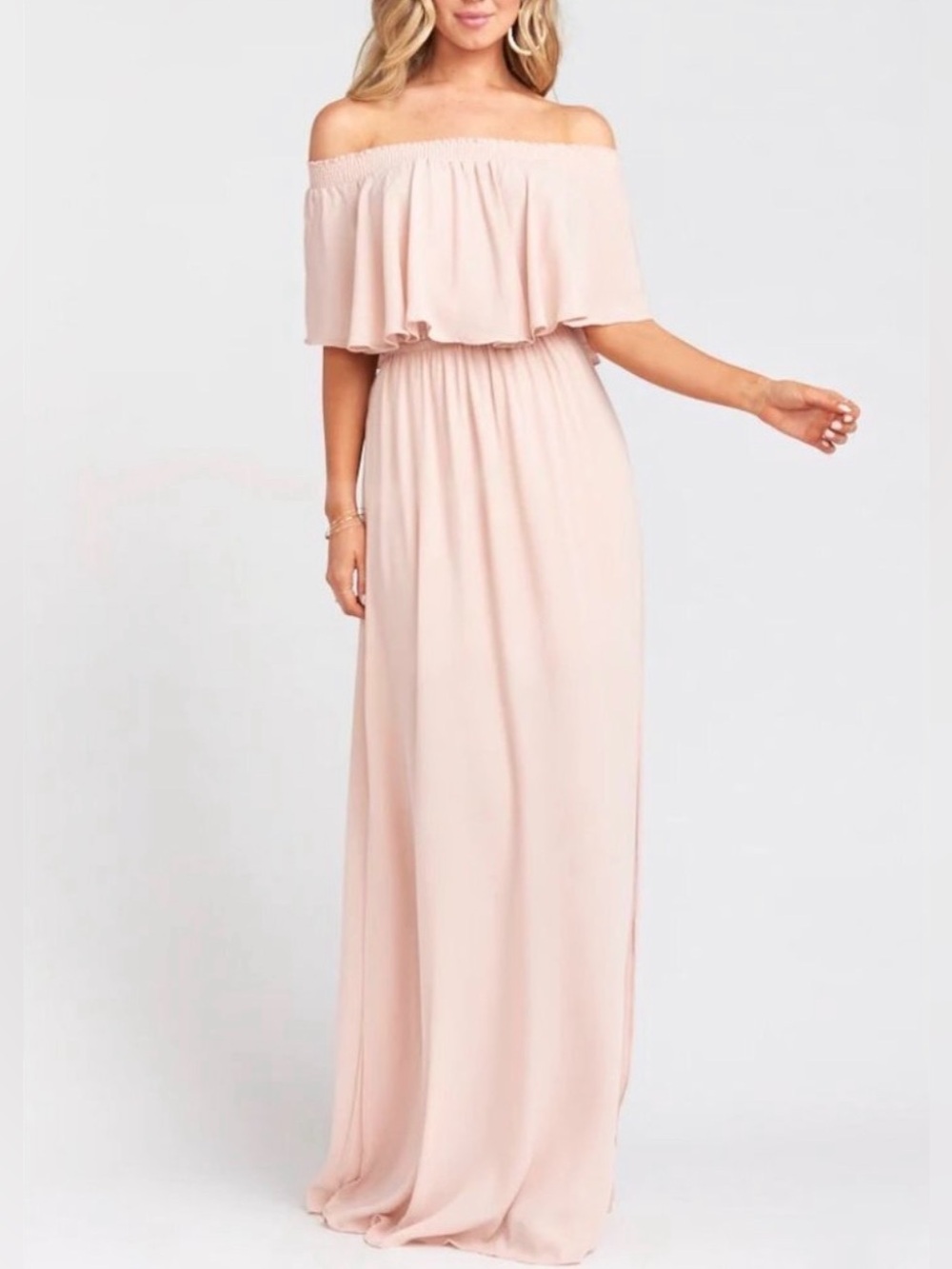 SHOW ME YOUR MUMU Hacienda Off Shoulder Maxi Dress Dusty Rose Pink Bridesmaid